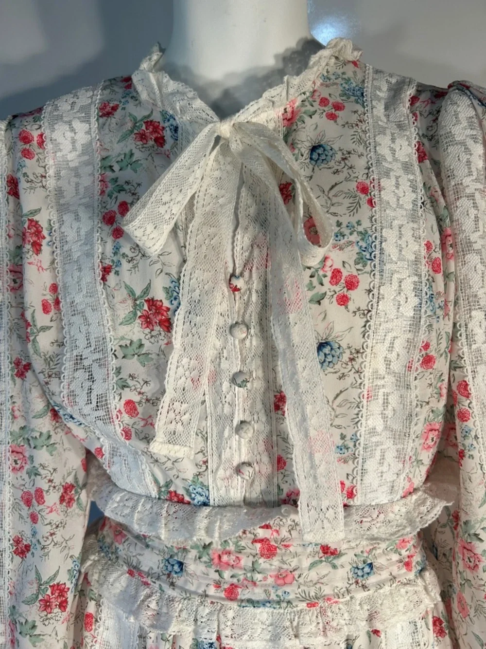 Anthropologie Stellah SZ L White Floral Dress Romantic Cottage Boho Coquette - Picture 6 of 16